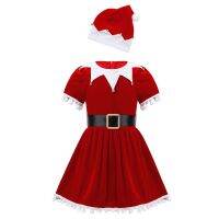 【CC】 Toddler Elf Costume Claus Xmas Festive Outfit Tassel Tutu with Hat