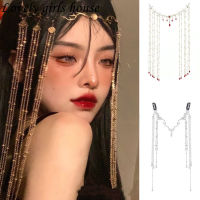 【♡Lovely girls house♡】Vintage Fashion Design Gold Silver Flower Rhombus Chain Long Tassel Hair Band Hair Accessories Rerto Princess Headdress