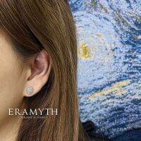 Eramyth jewelry: ต่างหู เงินแท้92.5 ปักก้าน ดีไซน์หัวใจ ฝังเพชรสวิสCZ รหัส PA-0745-R01 (พร้อมส่งจ้า)