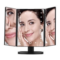 LED Touch Screen 22 Light Makeup Mirror Table Desktop Makeup 1X2X3X Magnifying Mirrors Vanity 3 Folding Adjustable Mirror