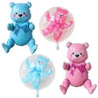 24inch Baby Girl Blue Pink Bubble Ball in Ball Bear Balloon Boy 4D Bear Foil Balloons Birthday Baby Shower Decorations Kids Toys Balloons