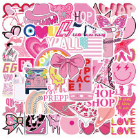 50Pcs Cartoon Cute Pink Preppy Waterproof Sticker Skateboarding Snowboard Retro Vinyl Sticker Graffiti Notebook Sticker