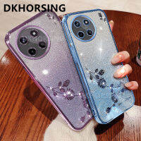 DKHORSING เคสโทรศัพท์กากเพชรหรูหราสำหรับ Realme 11 NFC 10T 10 Pro 11Pro + ไล่ระดับสีกุหลาบนิรันดร์ปลอกอ่อน Realme11 4G 5G กรอบซิลิโคลนกันกระแทกชุบไฟฟ้า Realme 11Pro 2023