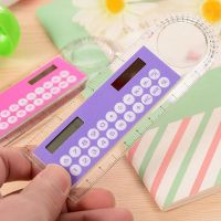 【CC】✻✕❄  1pcs Multifunction Transparent Ruler Calculator with Magnifier Student School Supplies for office