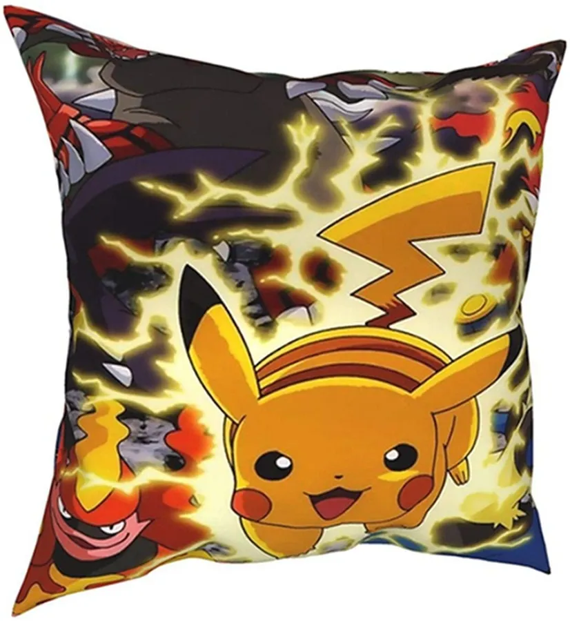 Pokemon Pillowcase Cute Cartoon Pikachu Charmander Bulbasaur Printed Pillow  45x45 Decorative Household Sofa Pillow Plush Cover