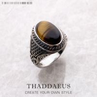 Ring Brown Oval Europe Style Fine Jewelry For Women Men Summer Brand New Vintage 925 Sterling Silver Powerful Gift