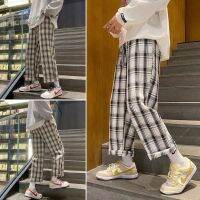 COD SDFGERTERT [M-5XL] Black White Plaid Pants Men Straight Loose ins Couple Casual All-Match Handsome Korean Version Old Trousers Mopping Drape Slimmer Look Straight-Leg