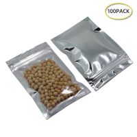 №△┋ 100 pcs/lot Food Storage Aluminum Foil / Clear Flat Bottom Resealable Valve Zipper Plastic Retail Package Pack Ziplock Mylar Bag