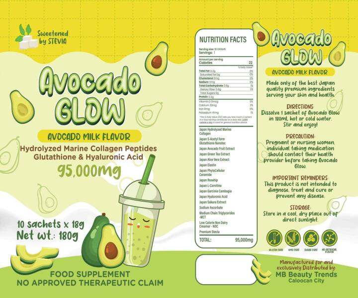 AVOCADO MILK FLAVOR. AVOCADO GLOW. Safe For Acidic People, Hydrolyzed