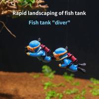 Cute Diver Submerged Floating Fish Tank Aquarium Personality Landscaping Decor Simulation Diver Floating Ornaments Fish Supplies