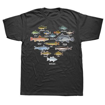 Types Of Freshwater Fish Fishing T Shirts Summer Style Graphic Cotton Streetwear Short Sleeve Birthday T shirt Mens Clothing XS-6XL