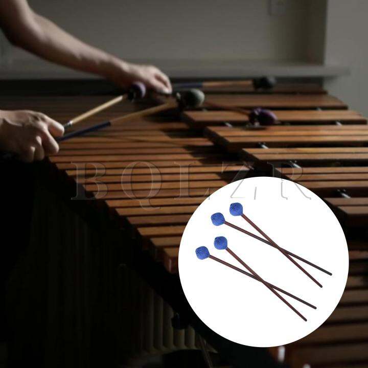 marimba-mallet-34มม-หัวด้ายแข็งยาว16-77นิ้วสำหรับเครื่องเคาะสีน้ำเงินชุด2ชิ้น