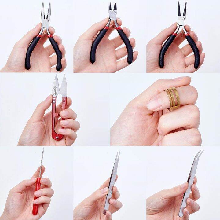 1set-jewelry-making-tool-wire-cutter-round-nose-pliers-side-cutting-pliers-scissor-vernier-tape-measure-beading-tweezers-awls