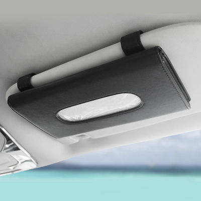 2022 Car Visor Tissue Holder PU Leather Hanging Paper Towel Clip Napkin Holder Backseat Tissue Case Auto Interior Accessories