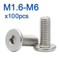 100pcslot Ultra Thin Super Flat Wafer Head Screw Bolt M1.6 M2 M2.5 M3 M4 M5 M6 M8 304 Stainless Steel Hex Hexagon CM Socket