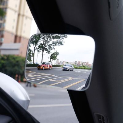 กระจกส่องจุดบอดสำหรับรถยนต์กระจกมองหลัง HD 360ทรงสี่เหลี่ยมนูนได้ปรับได้รถมุมกว้างกระจกด้านข้างมองหลังช่วยจอดรถ
