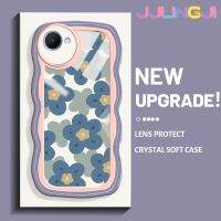 Jlingji เคสสำหรับ Realme C30 C30s Narzo 50i Prime Case เคสแฟชั่นบลูดอกไม้ดีไซน์ใหม่ Colour โบกเคสมือถือกันกระแทกแบบใสนิ่มเคสโปร่งใสลายกล้องถ่ายรูปที่สร้างสรรค์ซิลิกาเจลป้องกัน