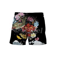 Japan Samurai Tattoo Fashion Mens Shorts Summer Casual Shorts Harajuku 3D Printed Loose Beach Comfortable Style-4