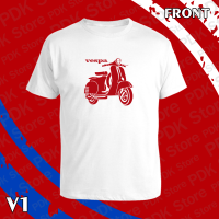 เสื้อยืด คอกลม แขนสั้น Vespa logo  สกรีน Flex pu  ขอบสวยคมชัด ผ้าcotton 100%