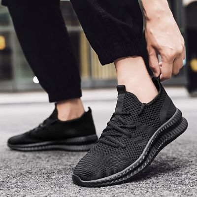 Men Running Shoes Breathable Lac-up Sport Shoes Lightweight Comfortable Walking Sneakers Black Tenis Masculino Zapatillas Hombre