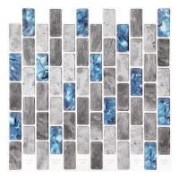 Vivid Tiles Blue Peel and Stick Tiles 3D Brick Effect Waterproof Kitchen Backsplash Decor Self Adhesive Wallpaper