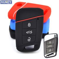 【cw】 1Pc Car Remote Silicone Key Case For 2016 2017 VW Passat B8 Skoda Superb A7 Key Cover Key Fob Pocket Shell Skin Keychain Ring