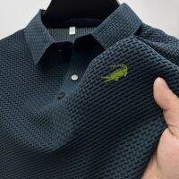 Ricamo Da Uomo Di Marca Di Alta Qualità Lavorato A Maglia น้ำแข็งเย็นโปโลลำลอง Colletto Polo ซี่โครง Trasante Top Manica Corta T-Shir