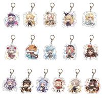 【LZ】❒♘┅  Genshin Impact Acrílico Keychain Zhongli Diluc Cosplay Personagem do Jogo Venti Paimon Tartaglia Mona Chaveiro Pingente