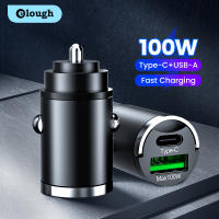 Elough 100W USB ขนาดเล็ก QC3.0โทรศัพท์ในรถยนต์ PD ชาร์จเร็วอะแดปเตอร์ Type C ที่ชาร์จแบตในรถ USB C สำหรับ IPhone Xiaomi Samsung Huawei