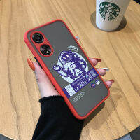 เคสสำหรับ OPPO A78 4G การ์ตูนน่ารักสวัสดีนักบินอวกาศมีน้ำค้างแข็งโปร่งใสแข็งเคสใส่โทรศัพท์กันกระแทกเคสป้องกันกล้องปกหลังแบบเต็ม