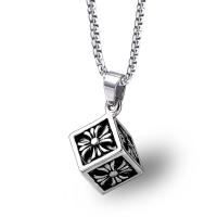 Retro Men Positive Square Cross Pendant Necklace 316L Stainless Steel Silver Chain Male Rock Punk Jewelry