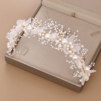 Elegant Girls Bridal Headband Imitated Pearl Hair Headdress Flower Wreath Bride Garland Head Hoop Wedding Headpiece Hair Jewelry