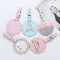 1Pc Suitcase Luggage Tag Leather Round Mr amp;Mrs Embroidery Label Bag Pendant Handbag Name ID Address Tags Gifts Travel Accessorie