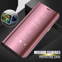 Clear View Mirror Smart Case For Samsung Galaxy S7 S8 S9 S10 S20 S21 S22 S23 Note 8 9 10 20 Plus Ultra Leather Flip Stand Cover