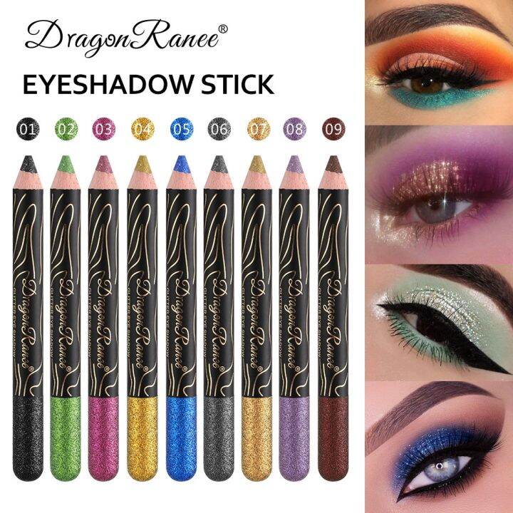 Diamond glitter eyeshadow pencil high shiny with flakes wooden handle