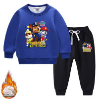 PAW Patrol เสื้อโค้ทแจ็คเก็ตบุคอตตอนเด็กหญิงเด็กชายสำหรับเด็ก,เสื้อโค้ท + กางเกงนักเรียน2023ฤดูใบไม้ร่วงและฤดูหนาวสองชั้นพร้อมขนแกะหนาอบอุ่นแขนยาว0000