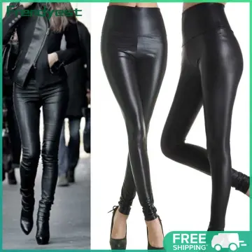Lady Faux Leather Leggings Pencil Pants Trousers Matte Stretch Skinny Sexy  Slim