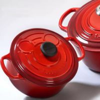 France cool color le creuset 18cm เดอะ มิทช์ เคลือบกระทะเหล็ก หม้อตุ๋นทรงกลม มินิซุปทรัมเป็ต