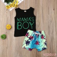 ✿KIDSUP1✿2PCS Toddler Baby Boy Tops Vest Beach Shorts Pants 2Pcs