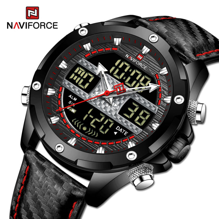 naviforce-นาฬิกาผู้ชายแฟชั่น-dual-time-กีฬาชายนาฬิกาสายหนัง-relogio-masculino-3atm-นาฬิกาข้อมือควอตซ์กันน้ำ