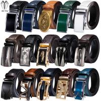 Brand New Mens Belts Black Brown Blue White Green Leather Straps Automatic Buckles Waistband for Men Dress Jeans Casual Formal