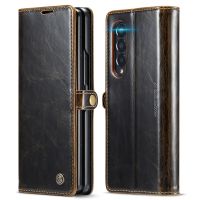 Plain Leather Wallet Mobile Phone Bag Case for Samsung Galaxy Z Fold 5 4 5G Fold5 Fold4 Fold3 Fold 3 Zfold4 Card Pocket Cover