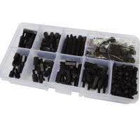 M2.5 Nylon Hex Black Male Female Standoff Pillar Mount Threaded PCB Hexagon Motherboard Spacer Bolt Screw Nut Set Assortment Kit