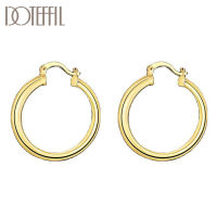 DOTEFFIL 925 Sterling Silver 34mm 18K Gold Circle Hoop Earrings For Women Gift Fashion Charm Engagement Wedding Jewelry