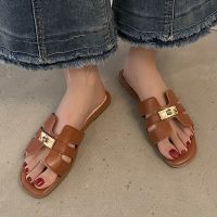 【CC】☄  Ladies Shoes 2023 Hot Sale Toe Womens Slippers Color Female Flat Beach Flip Flops Large Size