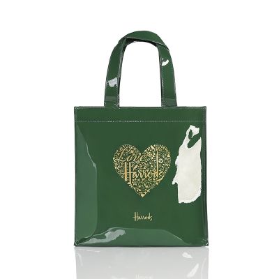 New hot selling pvc environmental protection shopping bag dark green love large capacity waterproof tote bag shoulder bag 【MAY】