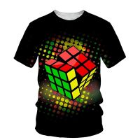 Summer New mens short-sleeved 3D Printing Rubiks Cube three-dimensional Modeling Casual Fashion Style round-neck short-sleeved Brain Teasers