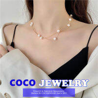 COCOJEWELRY Double Layered Pearl Collarbone Chain ฤดูร้อนใหม่อินเทรนด์ High-End อารมณ์หรูหราสร้อยคอผู้หญิง Sweet Heart