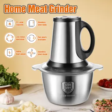 Household 2L 500W Stainless Steel Double Speed Meat Grinder Food Processor  Electric Chopper Meat Grinder