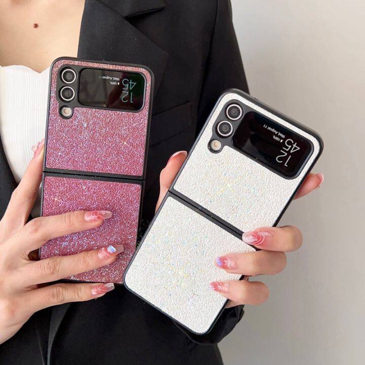 เคสโทรศัพท์กากเพชรหรู-hoce-สำหรับ-samsung-galaxy-z-flip-3-4-5-flip5-flip4เคสโทรศัพท์ติดเพชรไล่ระดับสีของดาว